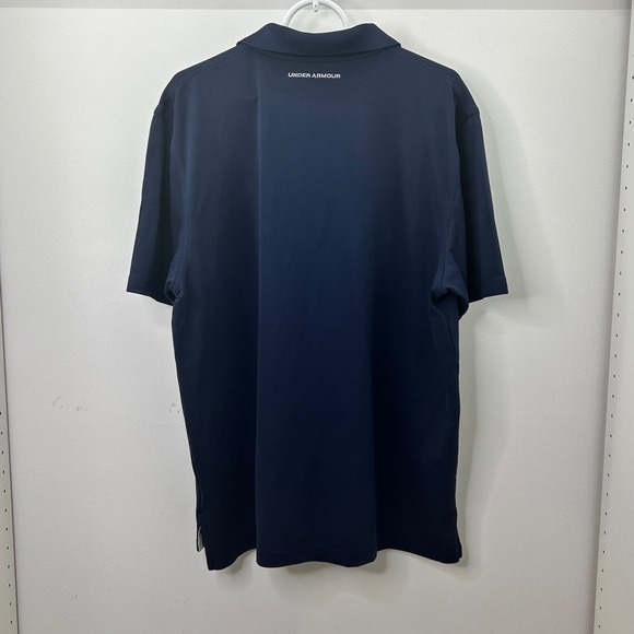 Under Armour HeatGear Polo Shirt Men's XL Navy Blue Short Sleeve - Picture 2 of 12